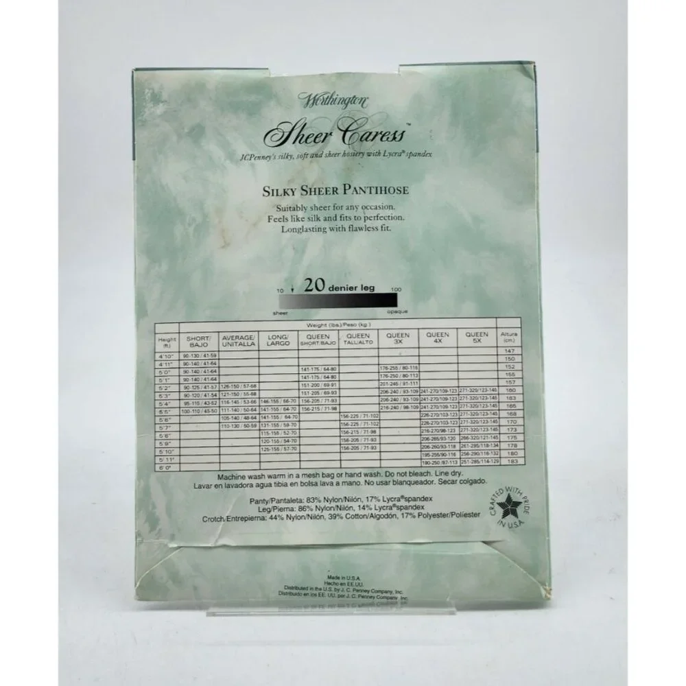 Worthington Sheer Caress Silky Sheer Control Top Sandalfoot Pantyhose‎ Bone Long
